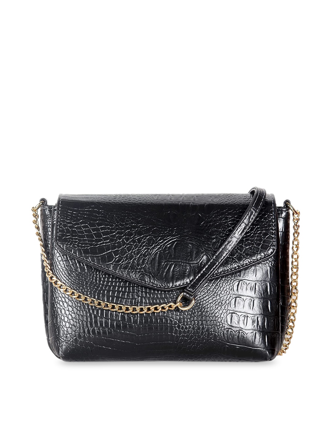 

THE CLOWNFISH Black Textured Leather Structured Sling Bag
