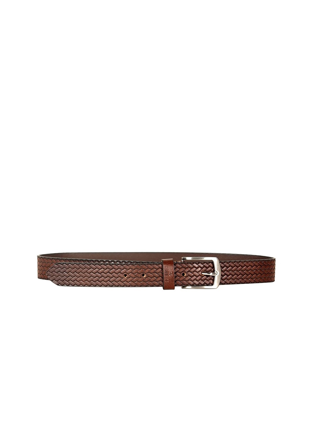 

THE CLOWNFISH Men Brown Textured Leather Belt