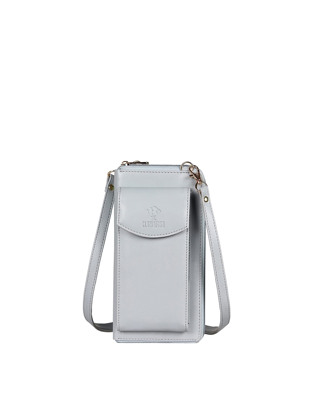 

THE CLOWNFISH Women Grey Solid Leather Zip Around Wallet