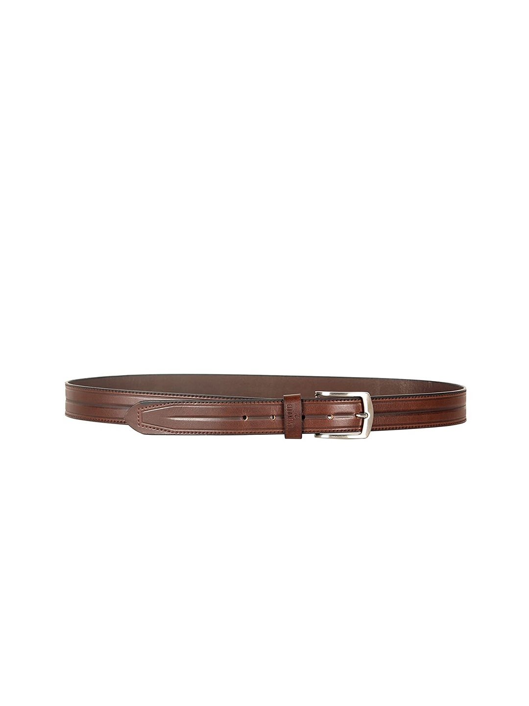 

THE CLOWNFISH Men Brown Textured Leather Belt