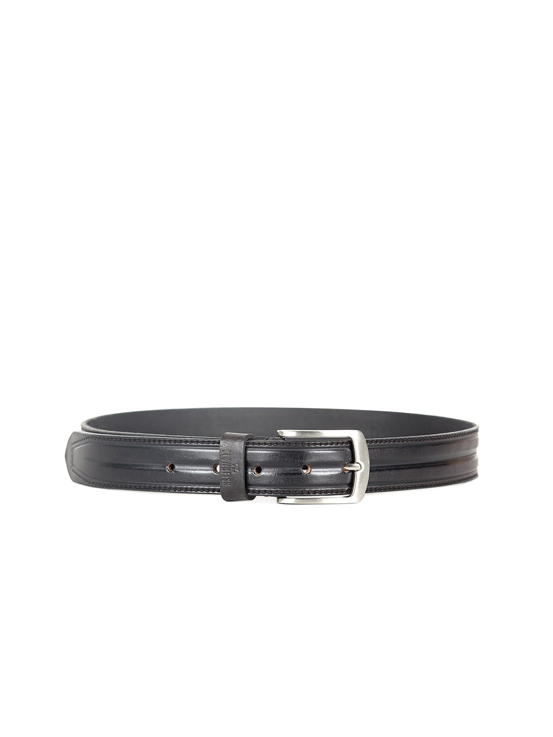 

THE CLOWNFISH Men Black Leather Belt With Embossed Design