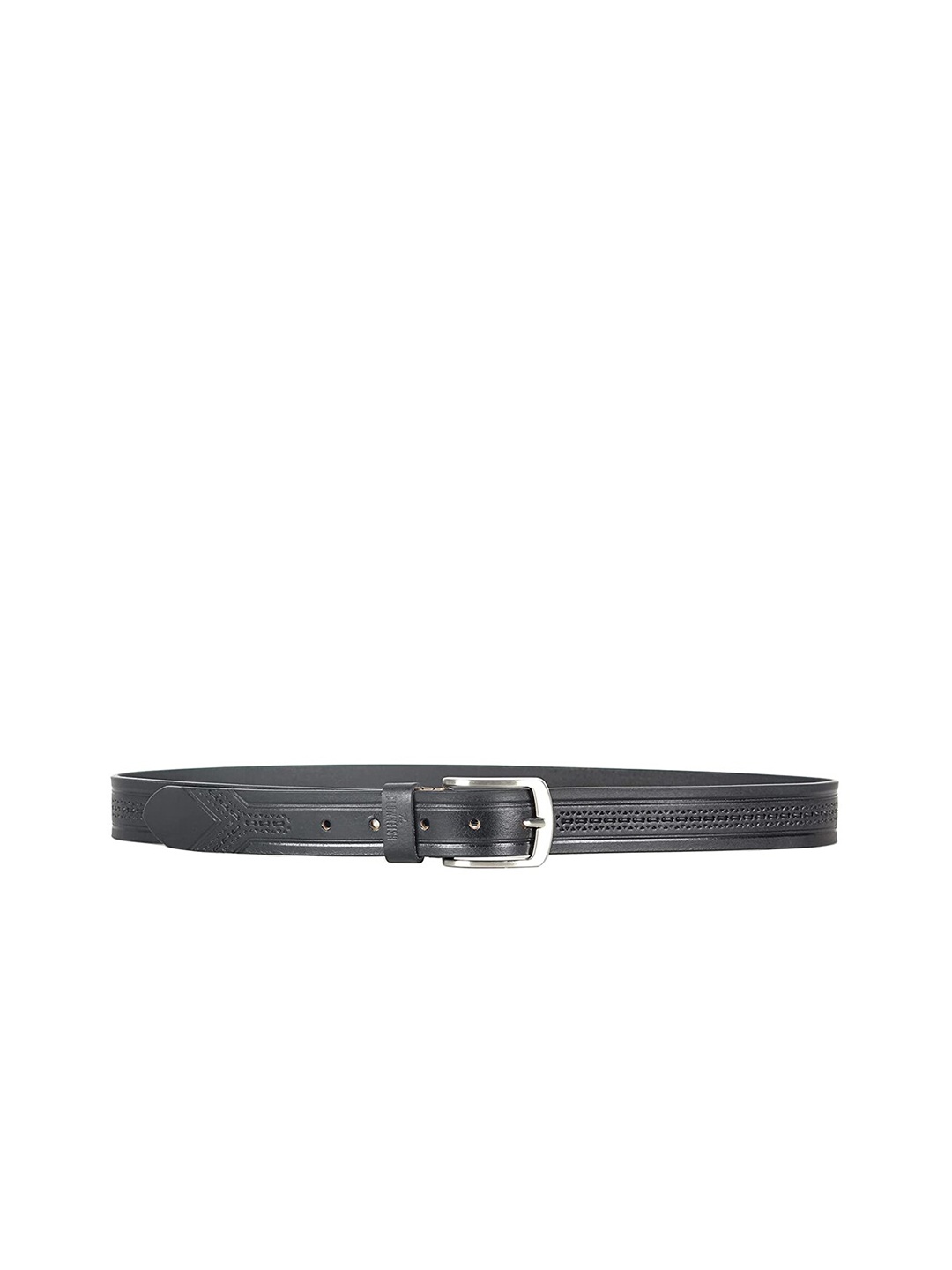 

THE CLOWNFISH Men Black Leather Belt