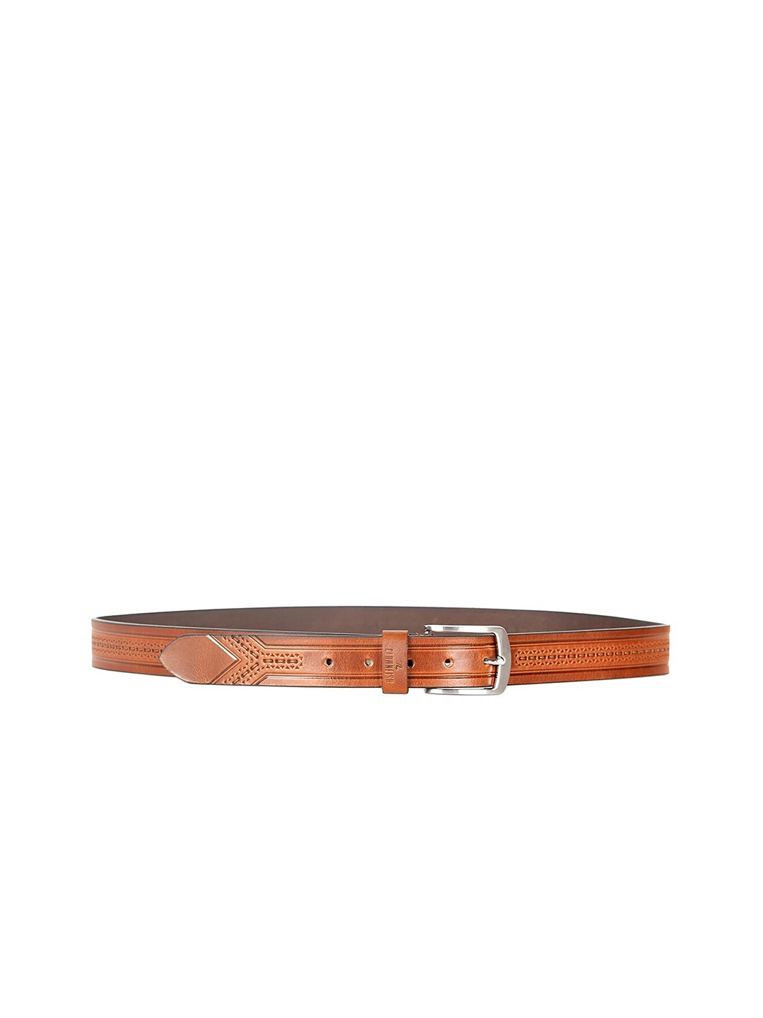 

THE CLOWNFISH Men Brown Textured Leather Belt