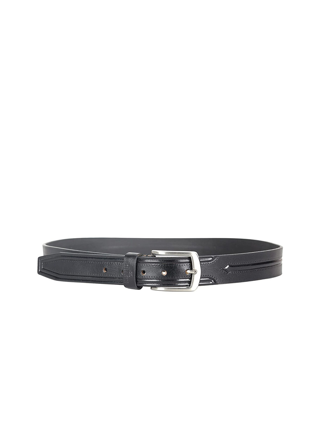 

THE CLOWNFISH Men Black Leather Belt
