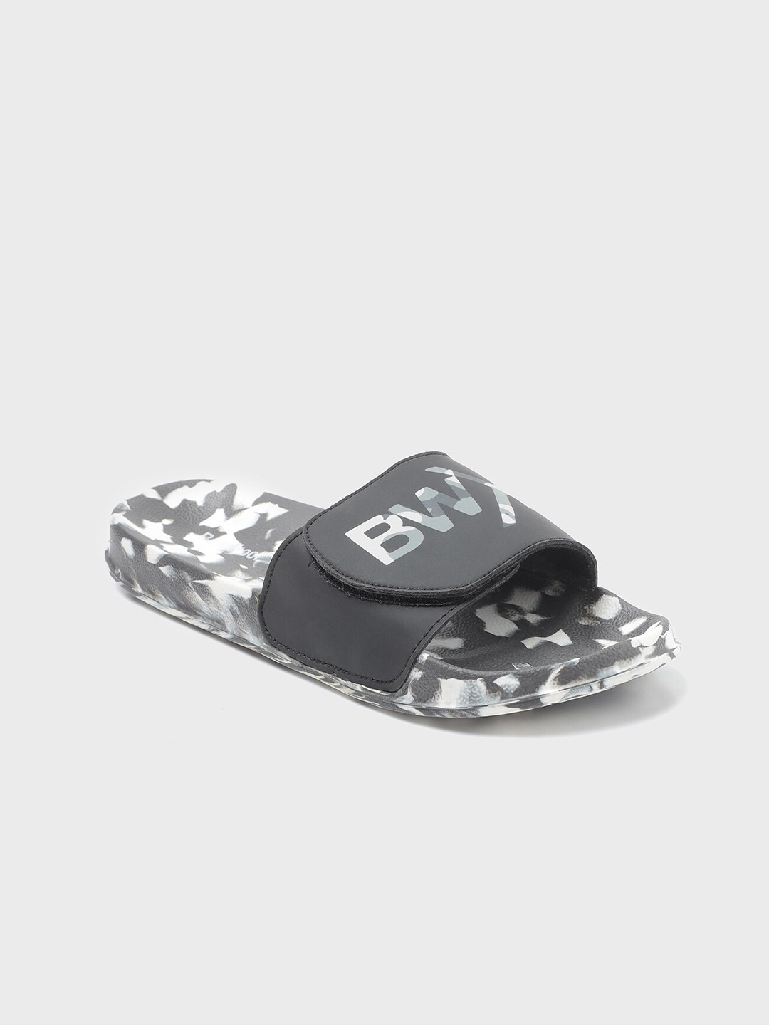 

Bewakoof Men Grey & White Printed Rubber Sliders