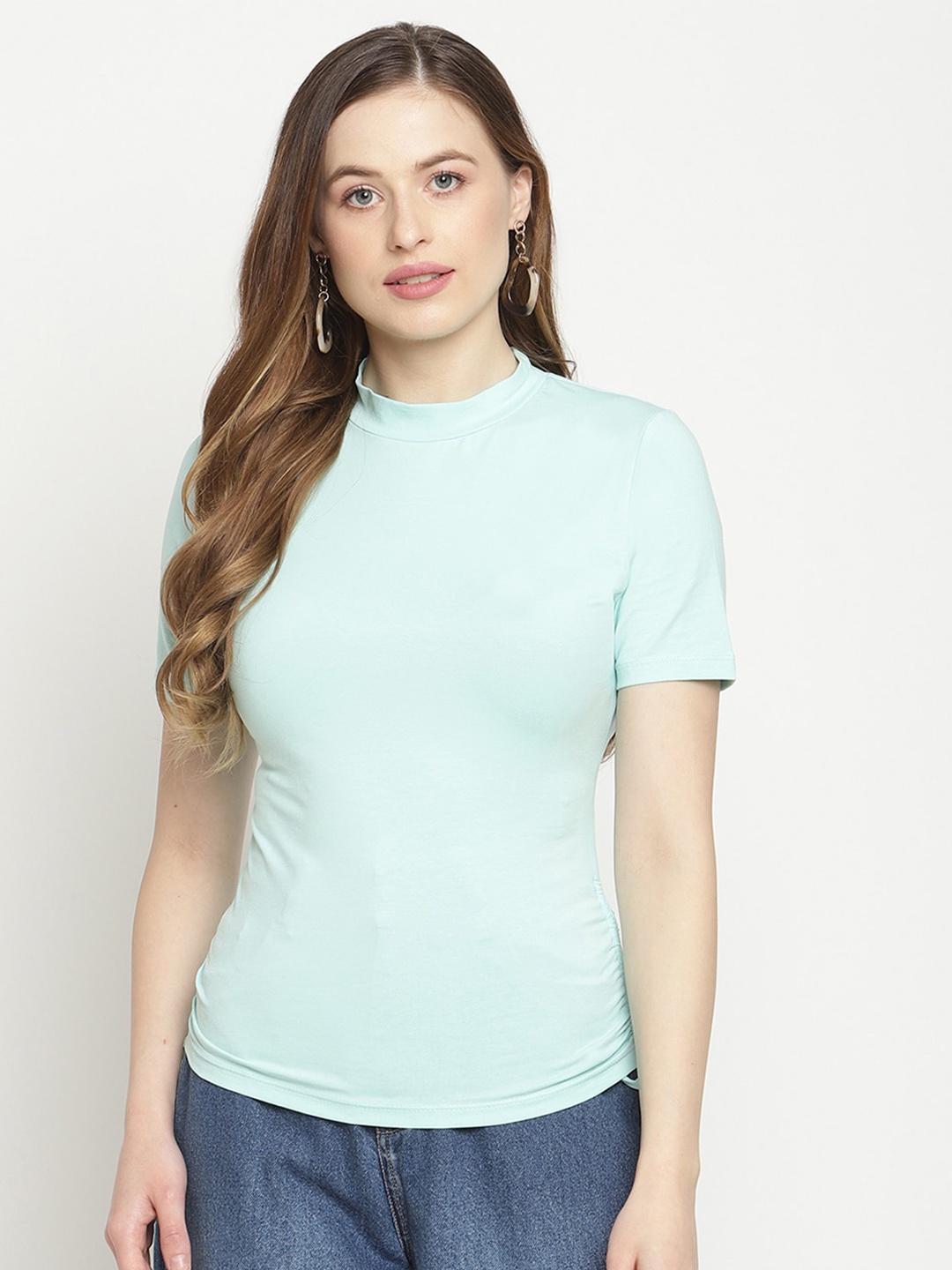 

Madame Mint Green High Neck Fitted Top