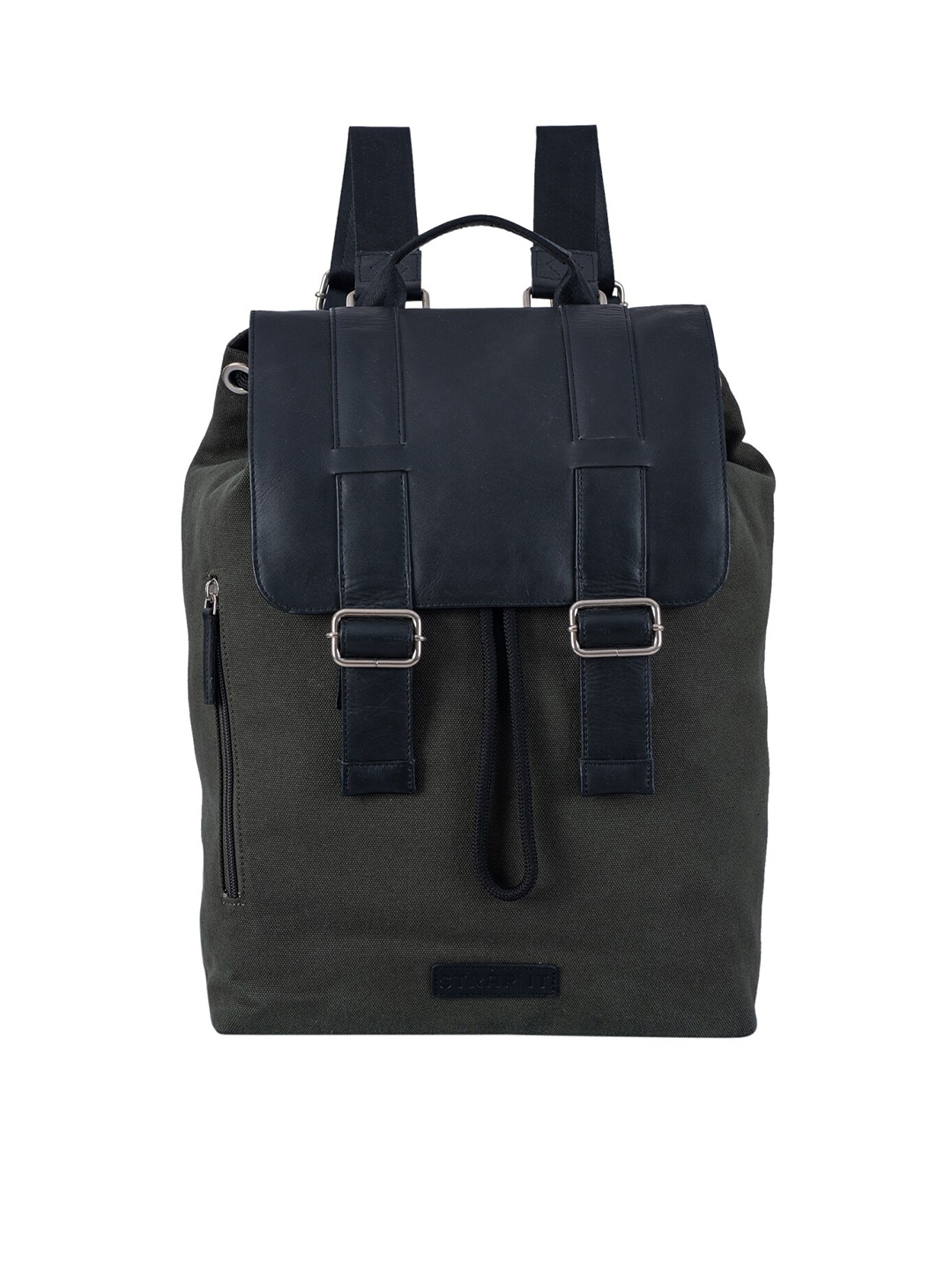 

STRAP IT Unisex Olive & Black Colourblocked Backpack