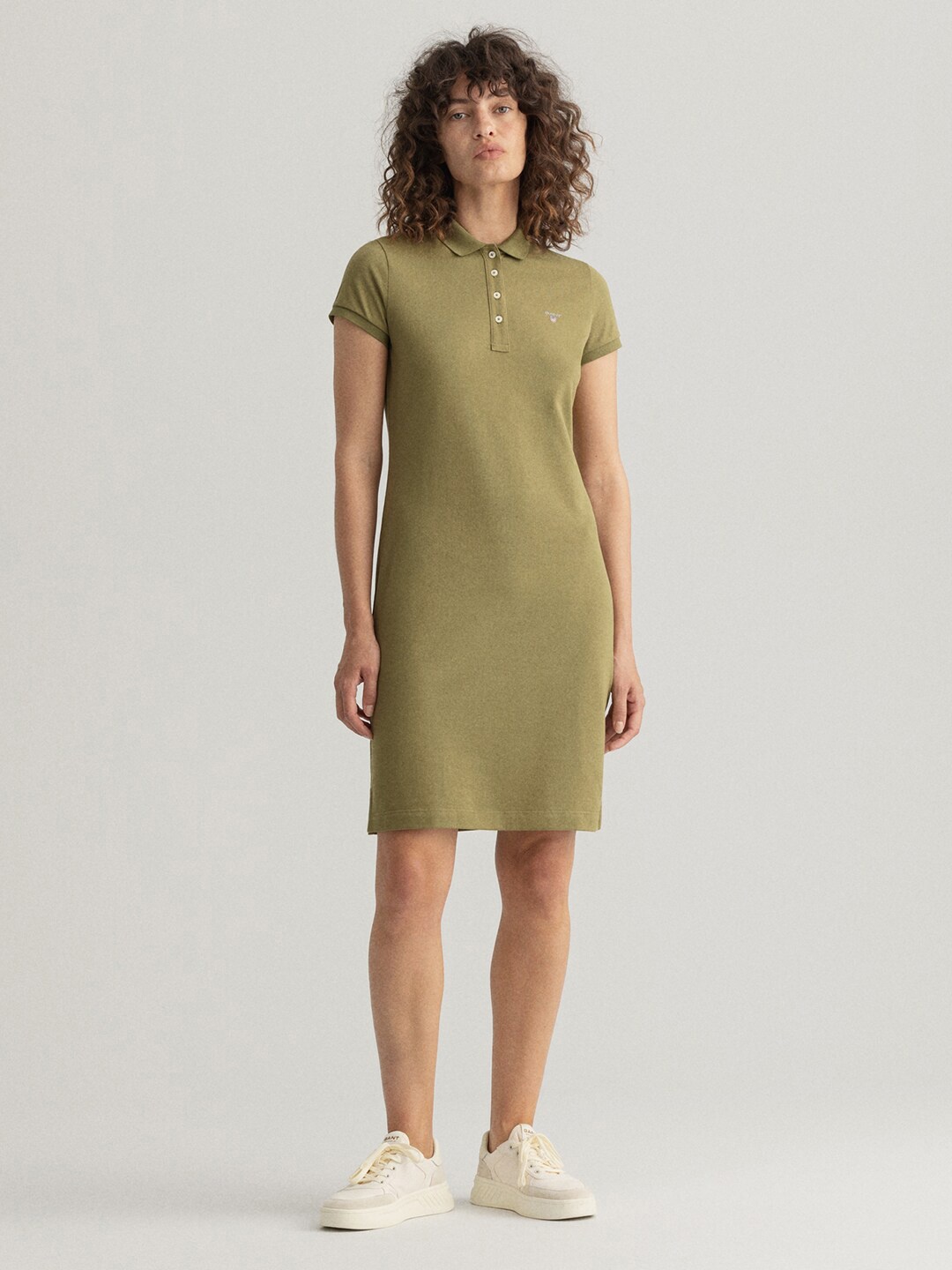 

GANT Green Solid Pure Cotton T-shirt Dress