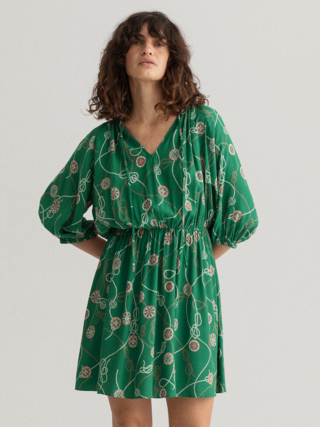 

GANT Green Abstract A-Line Dress