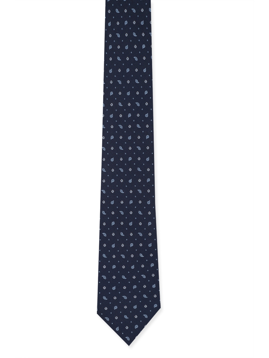 

Peter England Men Navy Blue & White Woven Design Broad Tie