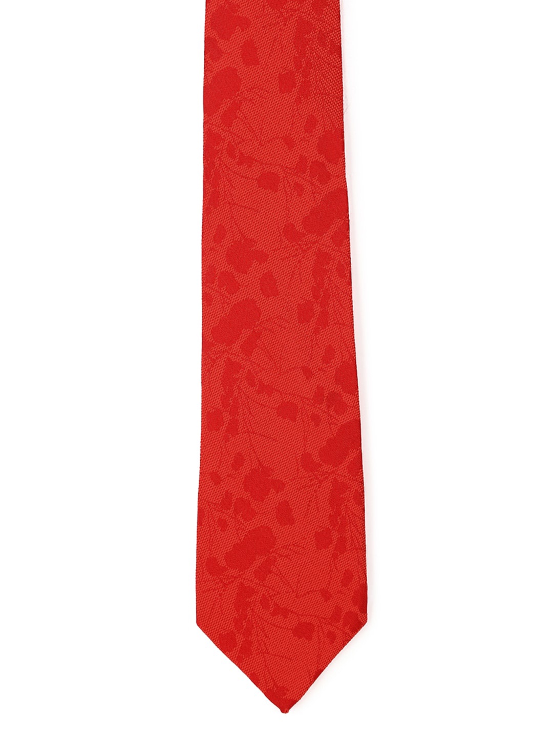 

Peter England Men Red Floral Woven Design Broad Tie