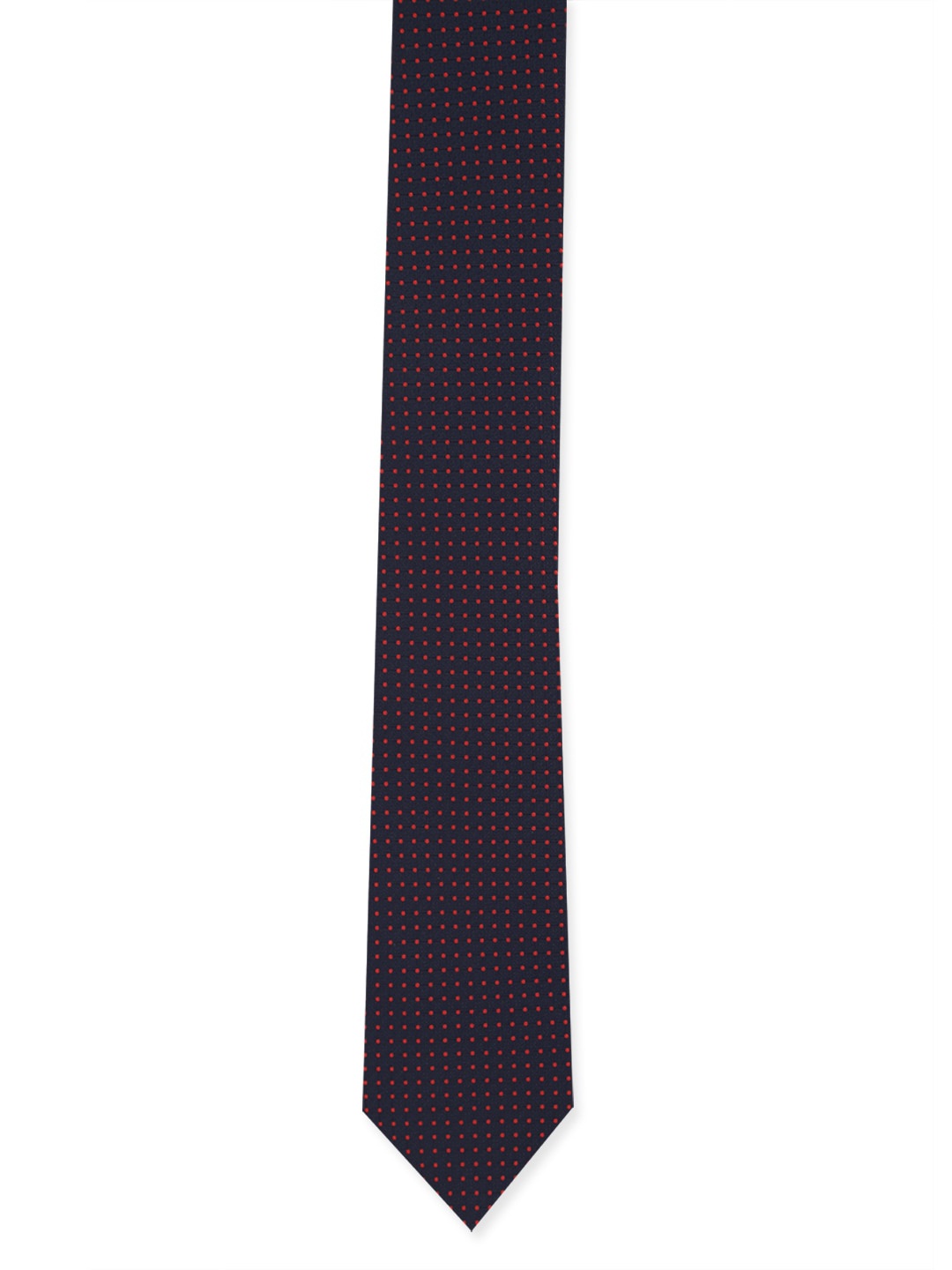 

Peter England Men Navy Blue & Red Woven Design Broad Tie