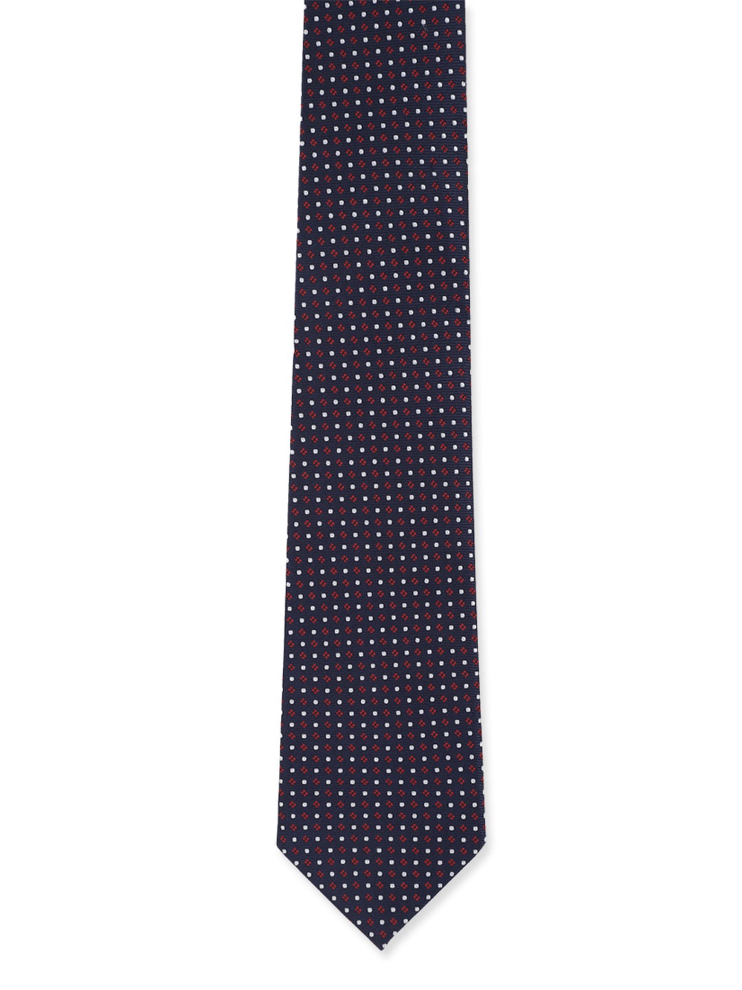 

Peter England Men Navy Blue & Red Woven Design Broad Tie