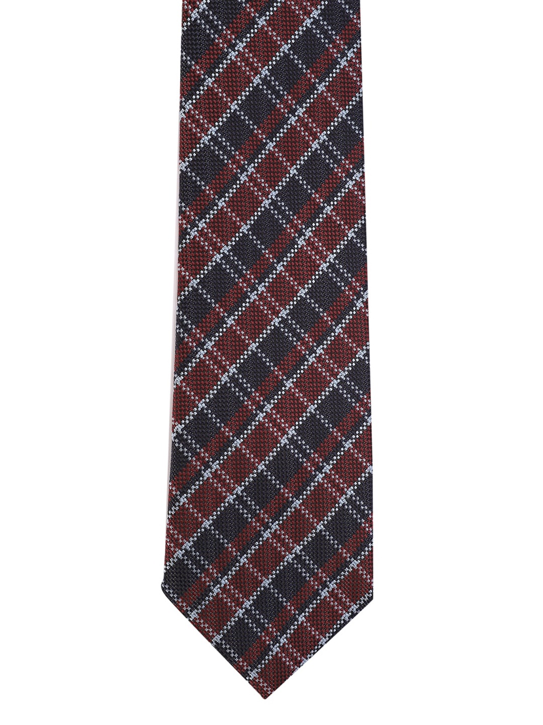 

Van Heusen Men Maroon & Navy Blue Checked Broad Tie