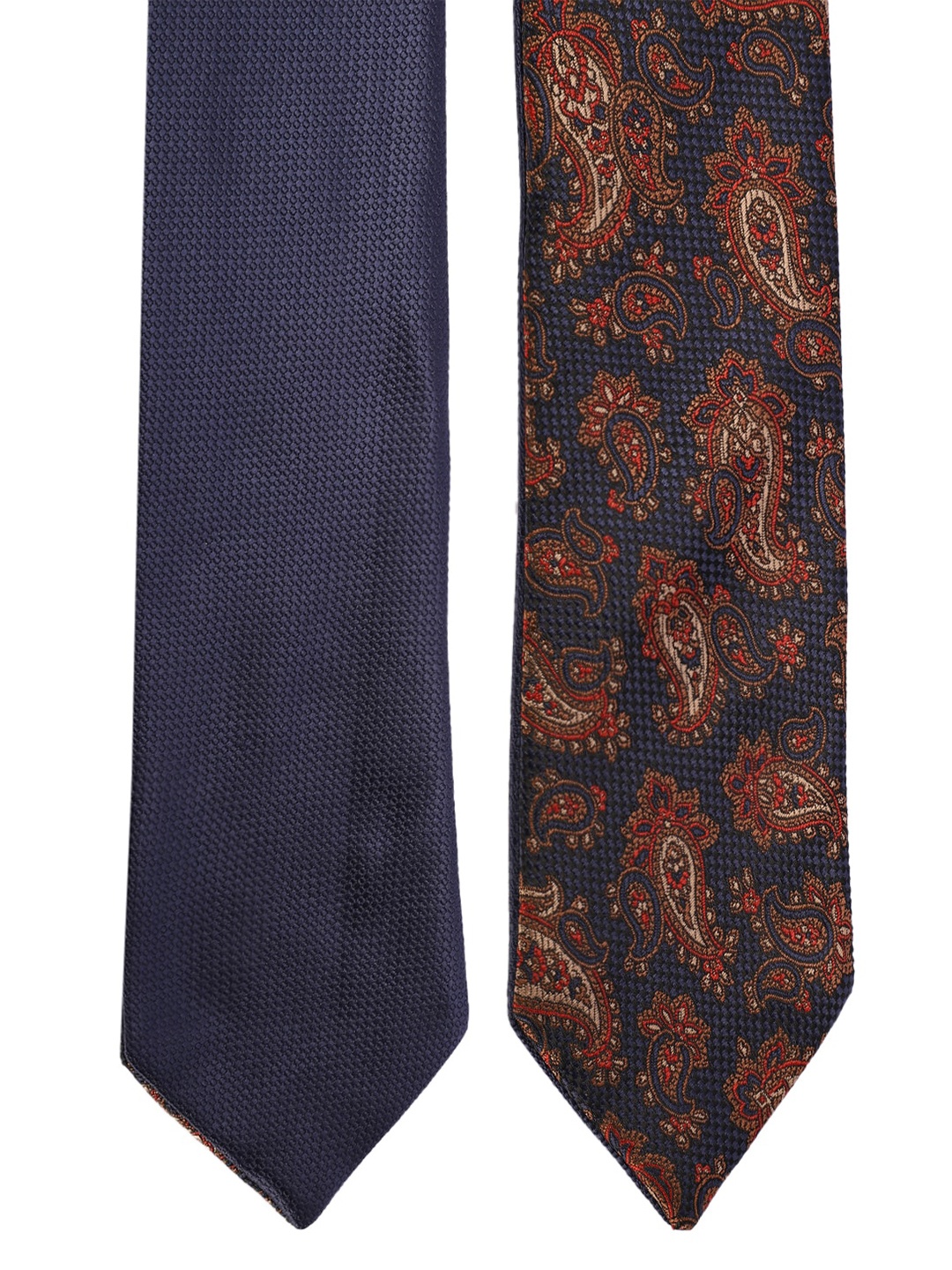

Van Heusen Men Navy Blue & Red Printed Reversible Broad Tie