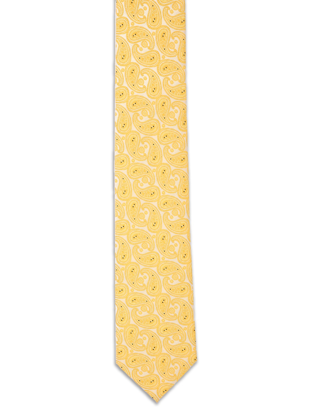 

Van Heusen Men Yellow Woven Design Skinny Tie