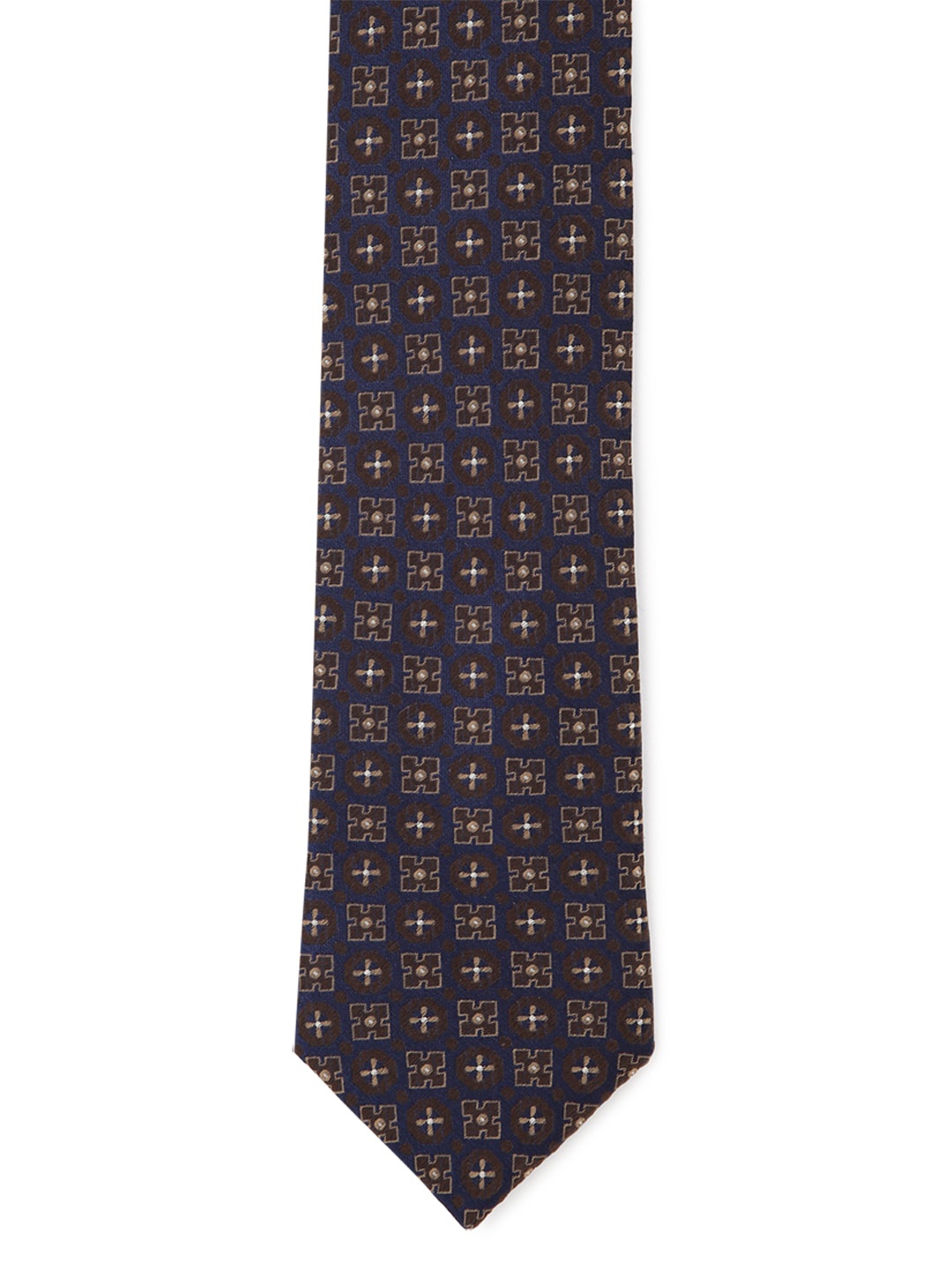 

Van Heusen Men Navy Blue & Brown Printed Skinny Tie