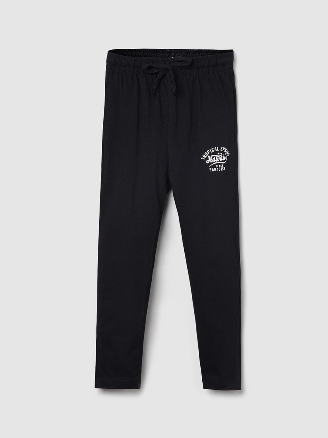 

max Boys Black Solid Pure Cotton Regular Fit Track Pant