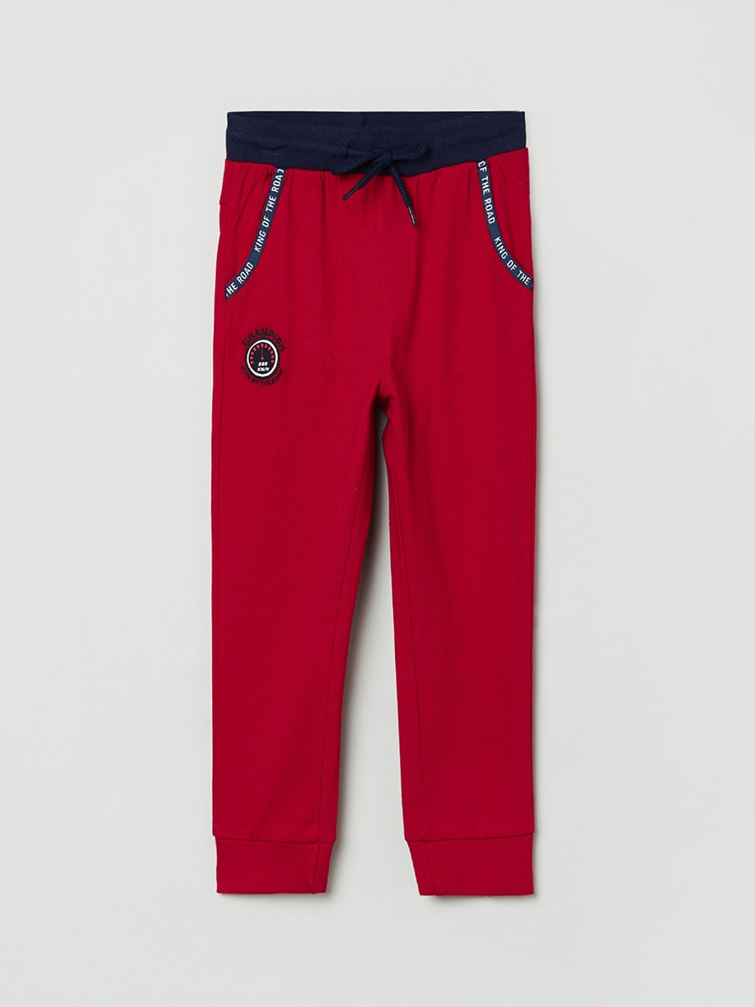 

max Boys Red Solid Pure Cotton Joggers