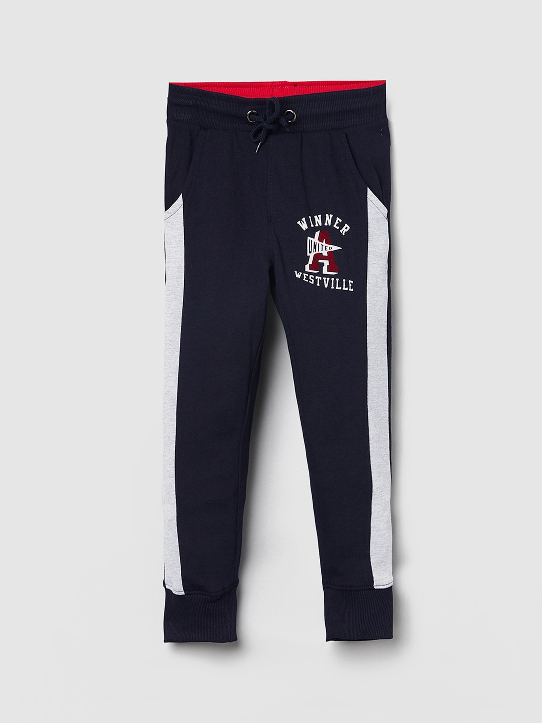 

max Boys Navy Blue & Grey Solid Pure Cotton Joggers