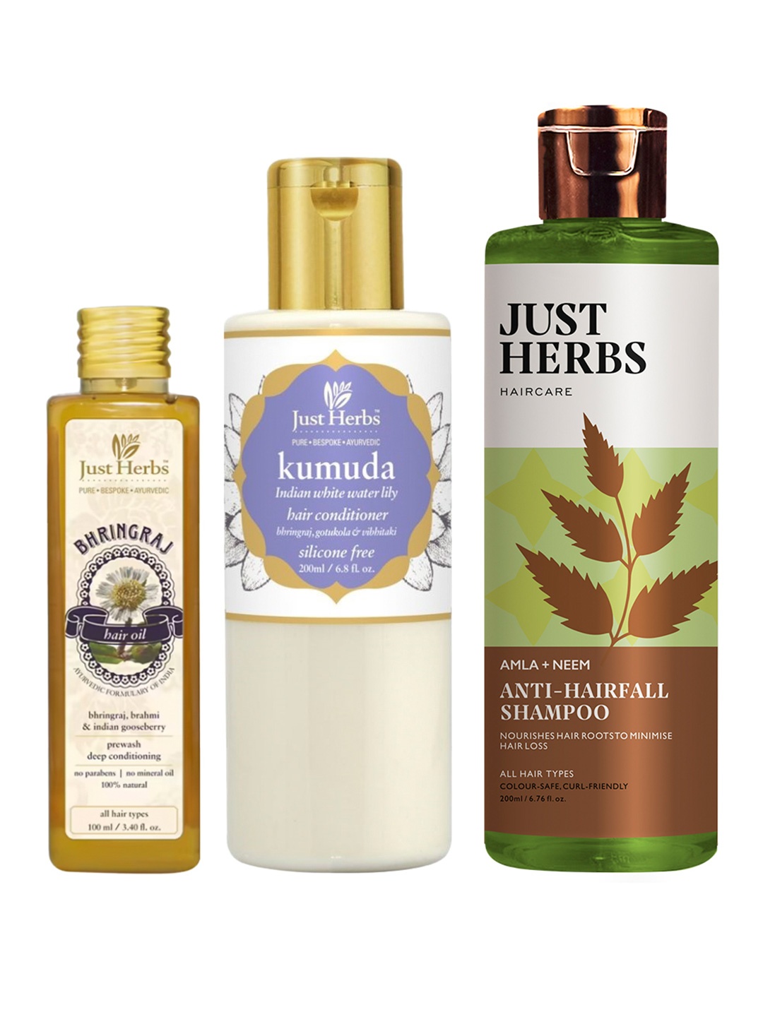 

Just Herbs Set of Anti Hairfall Shampoo-Hair Oil & Waterlily Conditioner, Off white