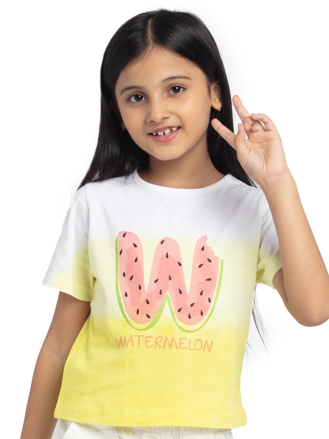 

UNDER FOURTEEN ONLY Yellow Graphic Printed Pure Cotton Top