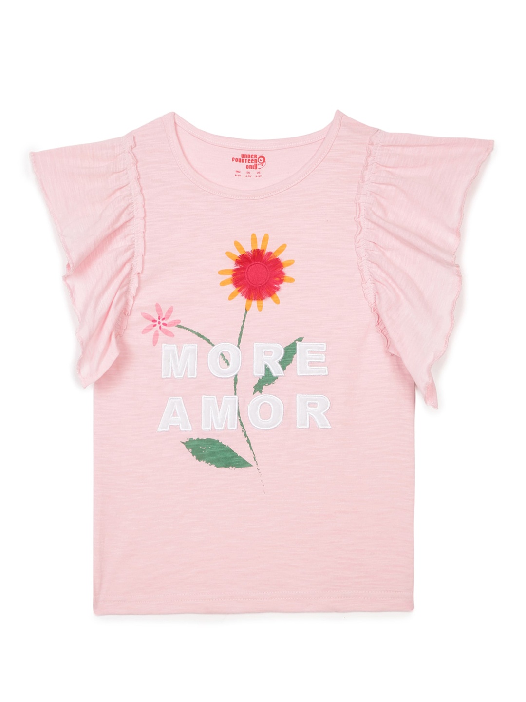 

UNDER FOURTEEN ONLY Pink & White Floral Printed Pure Cotton Top