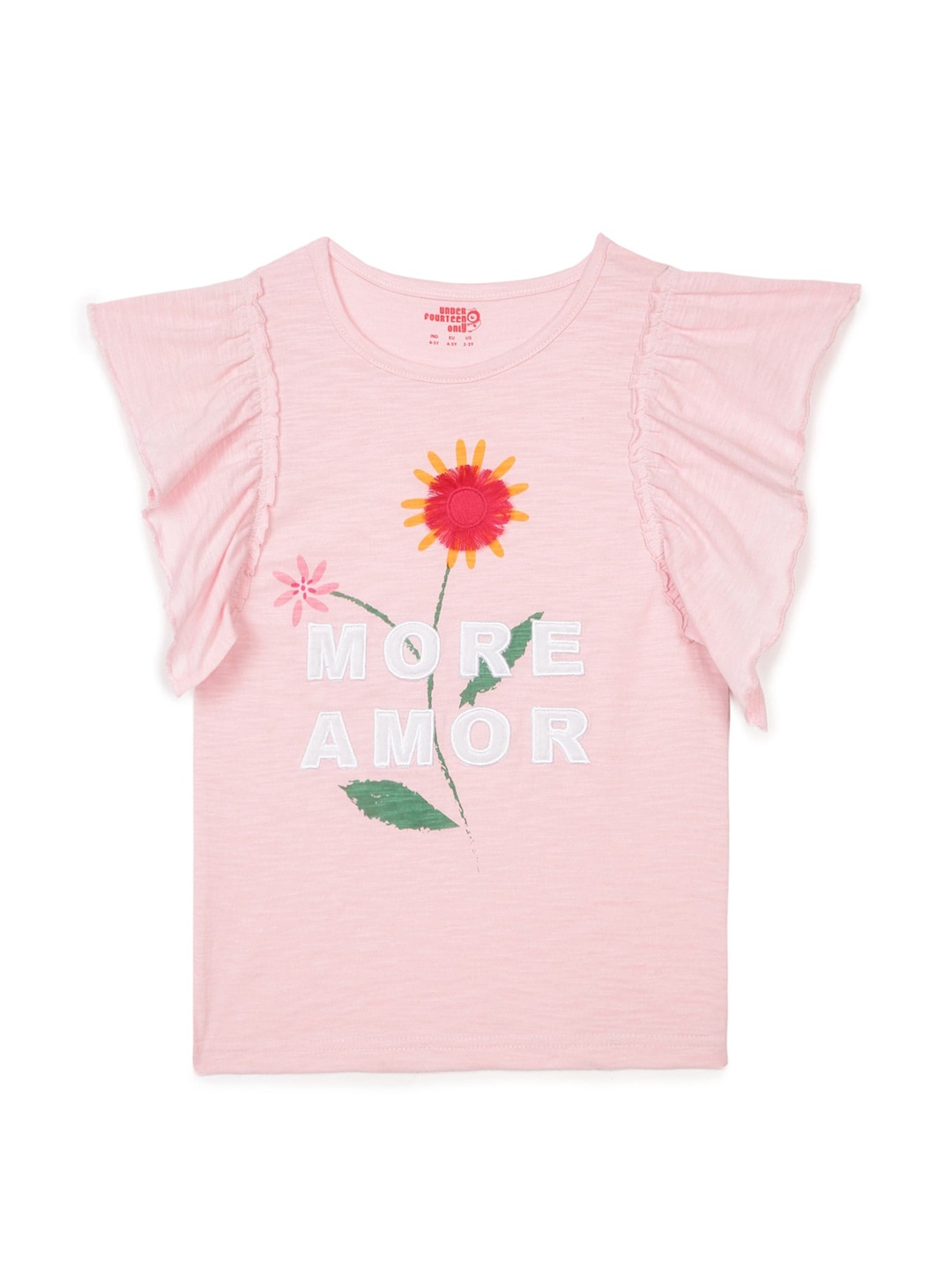 

UNDER FOURTEEN ONLY Pink & White Floral Print Pure Cotton Top