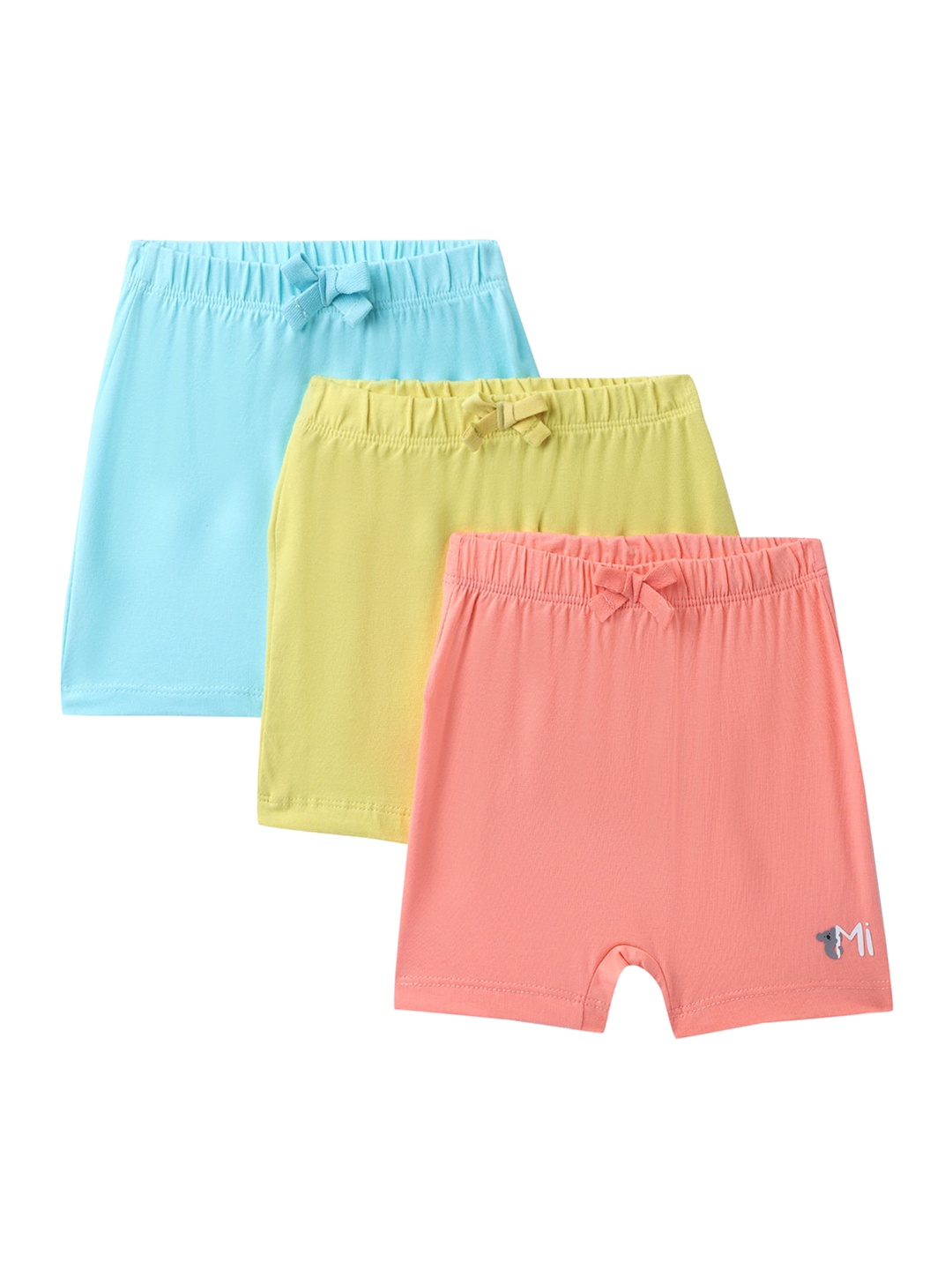 MiArcus Kids Pack of 3 Blue & Yellow Cotton Lounge Shorts