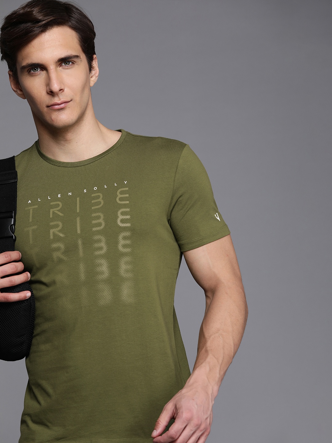 

Allen Solly Tribe Men Olive Green Brand Logo Printed T-shirt
