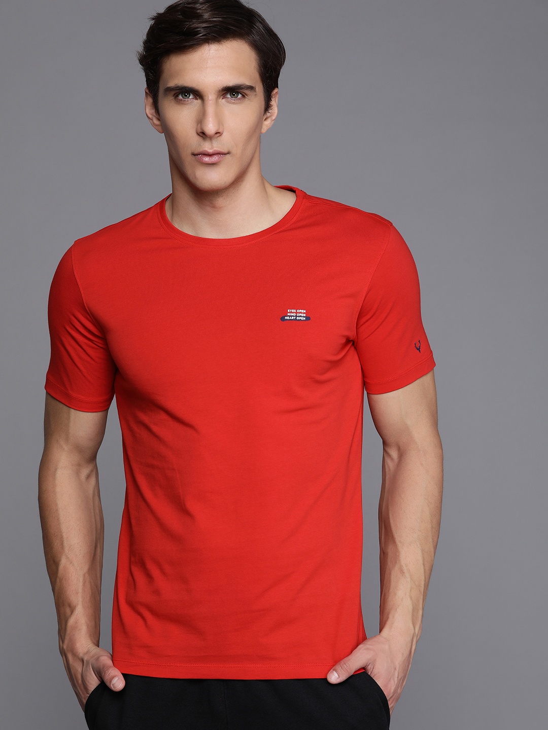 

Allen Solly Tribe Men Red Typography Printed Applique T-shirt