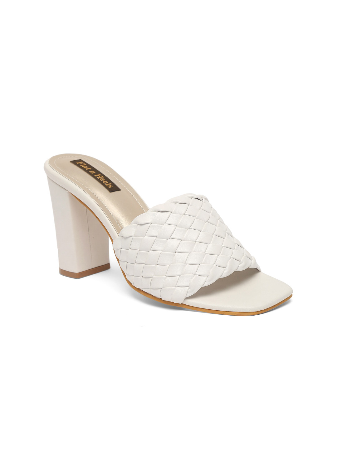 

Flat n Heels White Block Mules