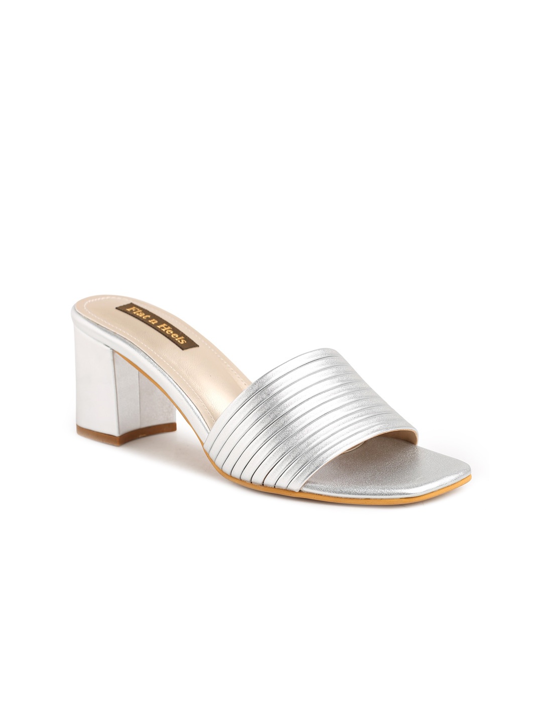 

Flat n Heels Silver-Toned Block Sandals