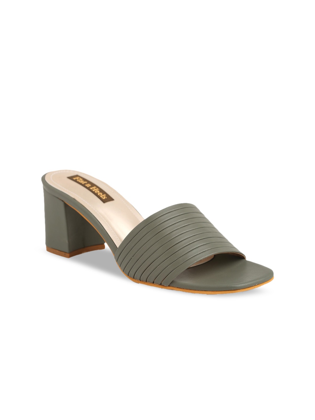 

Flat n Heels Green Striped Block Heels