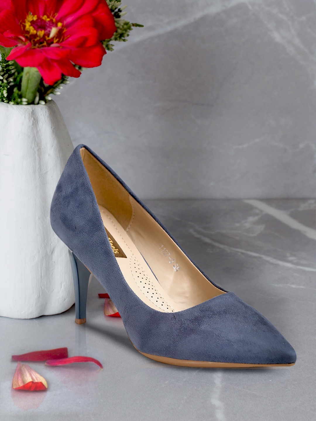 

Flat n Heels Blue Suede Block Pumps