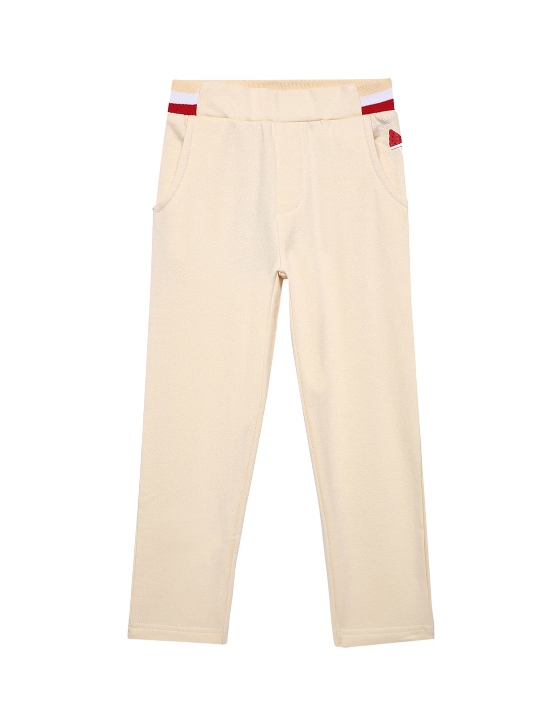 

UNDER FOURTEEN ONLY Girls Beige Solid Regular Fit Cotton Trousers