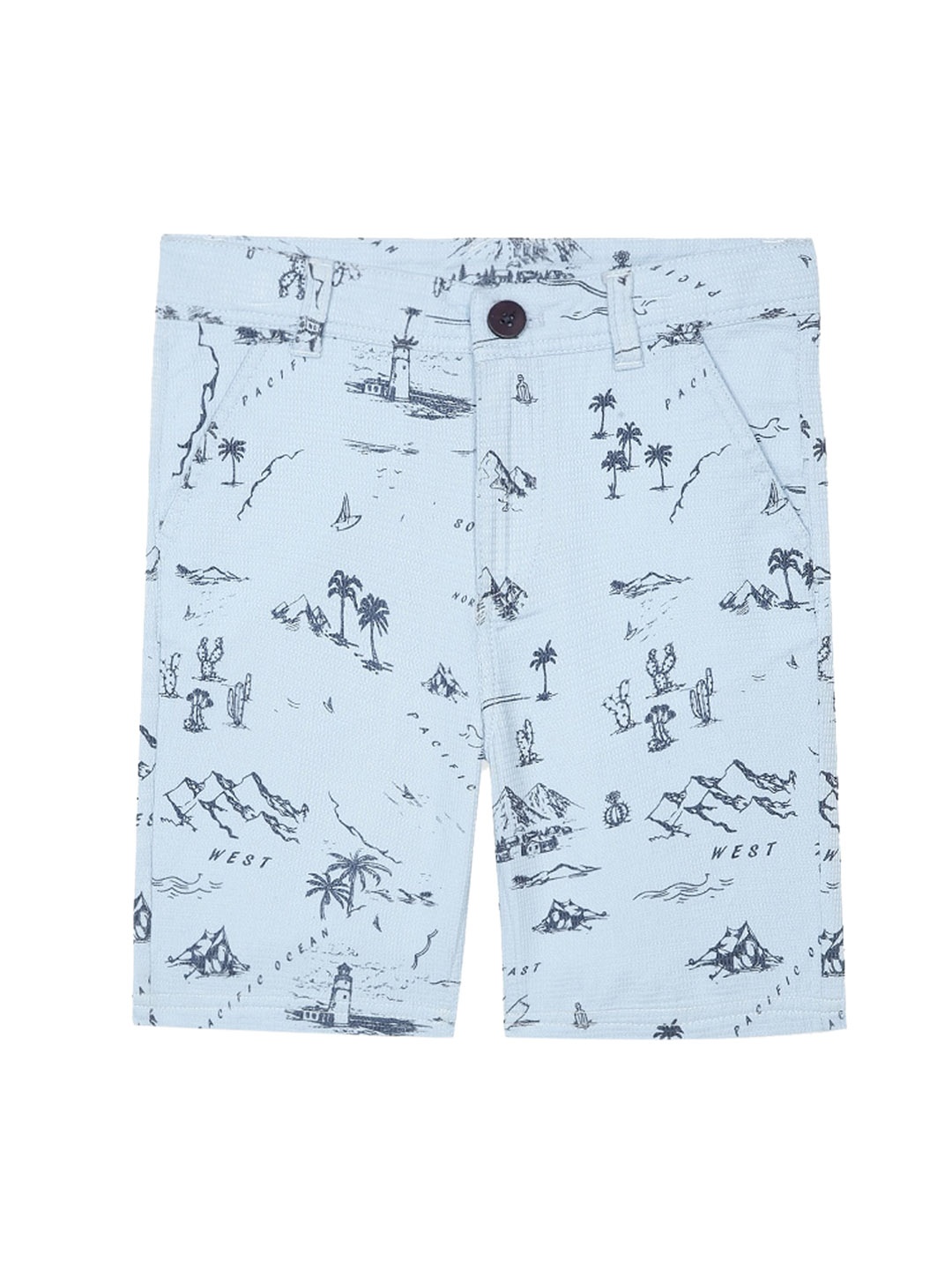 

UNDER FOURTEEN ONLY Boys Blue Conversational Printed Slim Fit Shorts