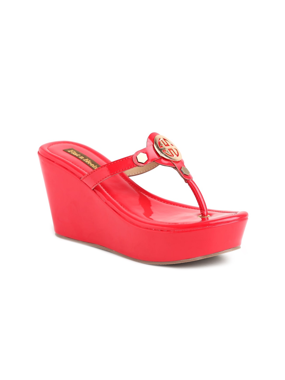 

Flat n Heels Red Embellished Wedges