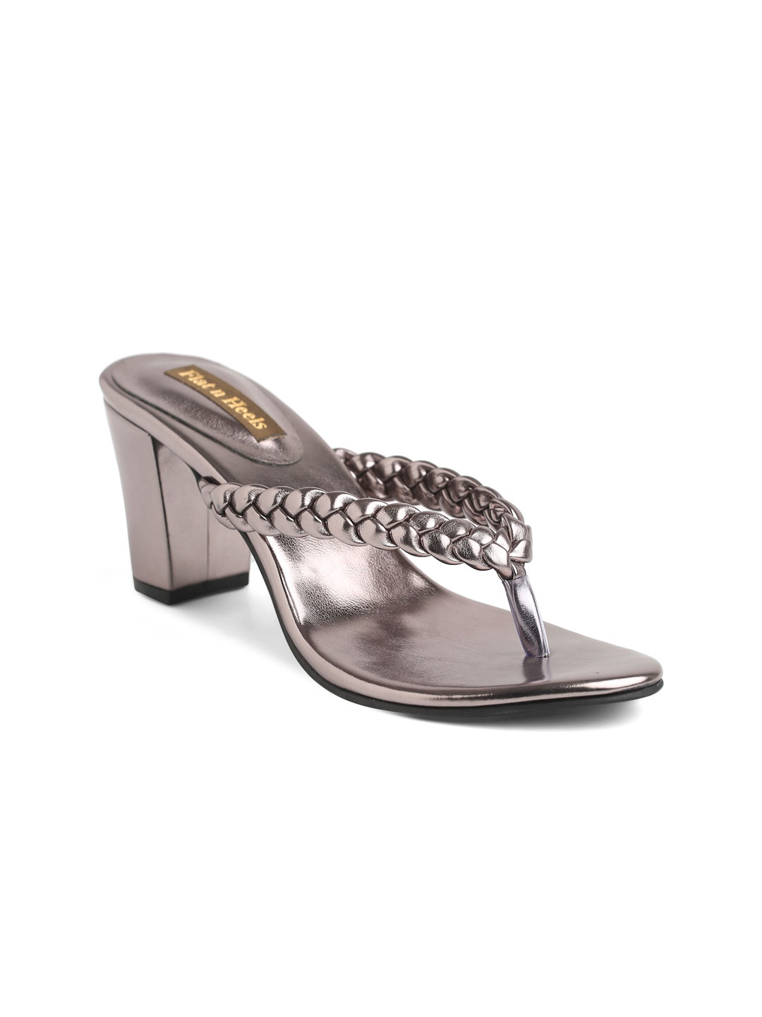 

Flat n Heels Grey Embellished Block Sandals