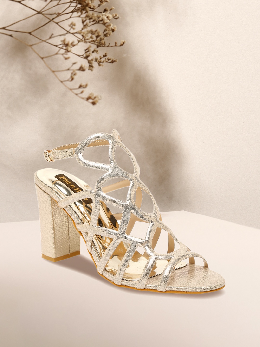 

Flat n Heels Gold-Toned Block Peep Toes