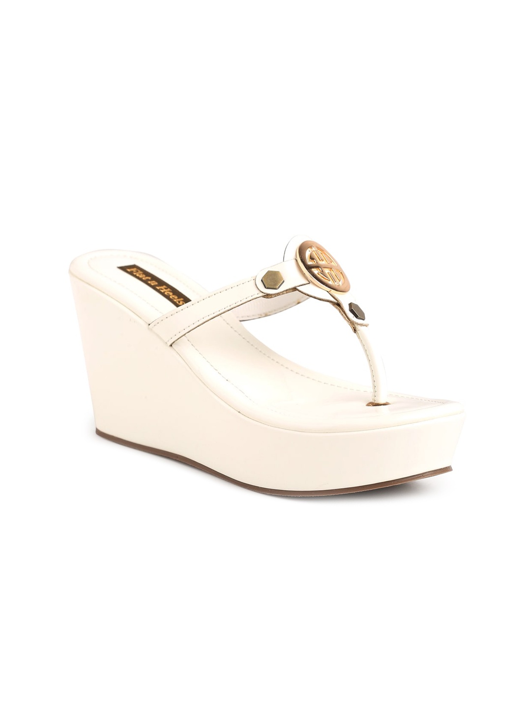 

Flat n Heels White Embellished Wedge Heels