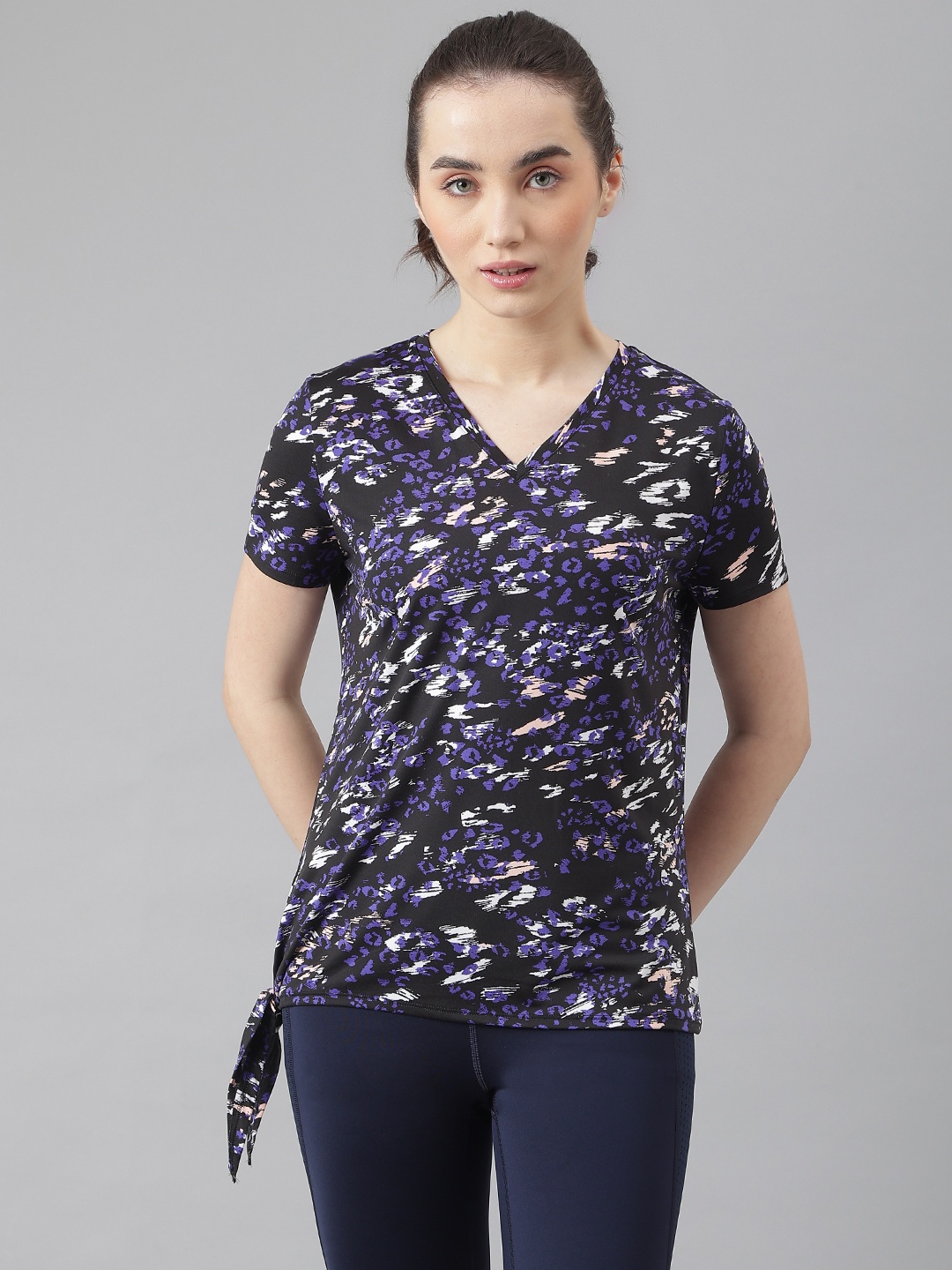 

Marks & Spencer Women Black & Blue Abstract Print Top