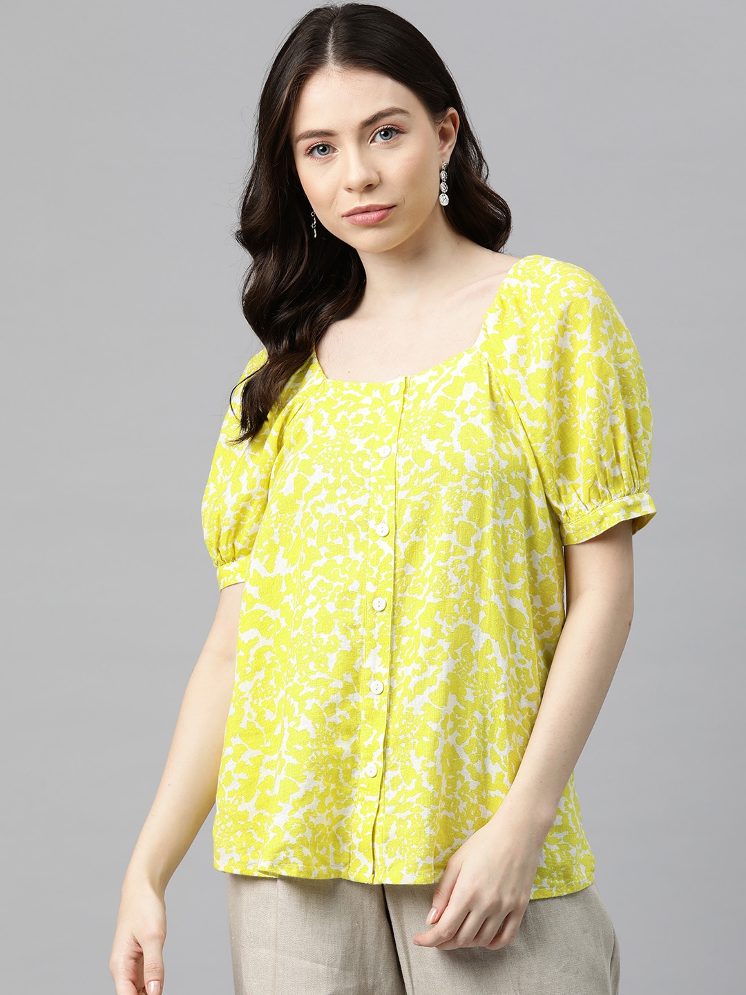 

Marks & Spencer Floral Print Top, Yellow