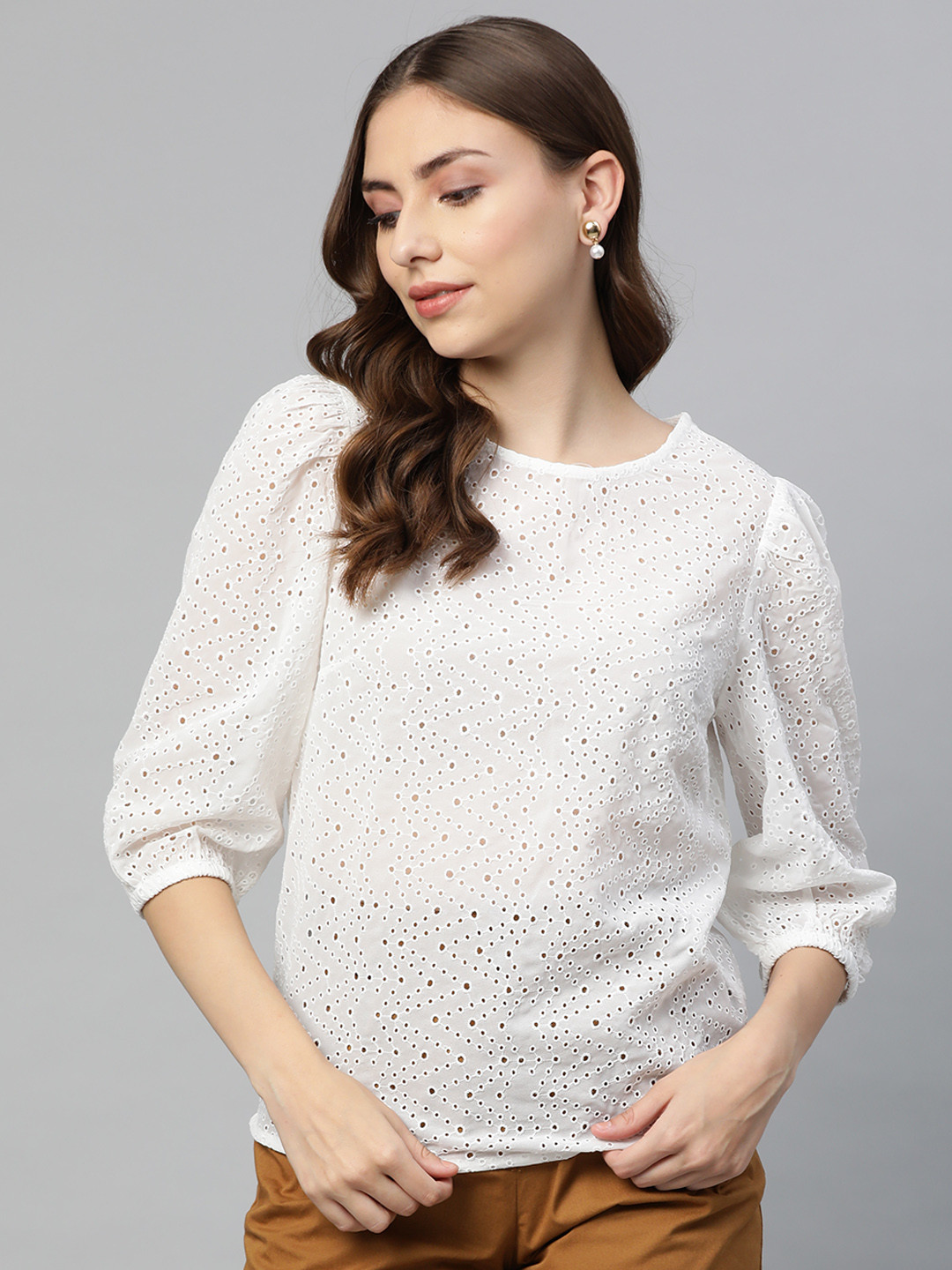 

Marks & Spencer White Schifilli Embroidered Top