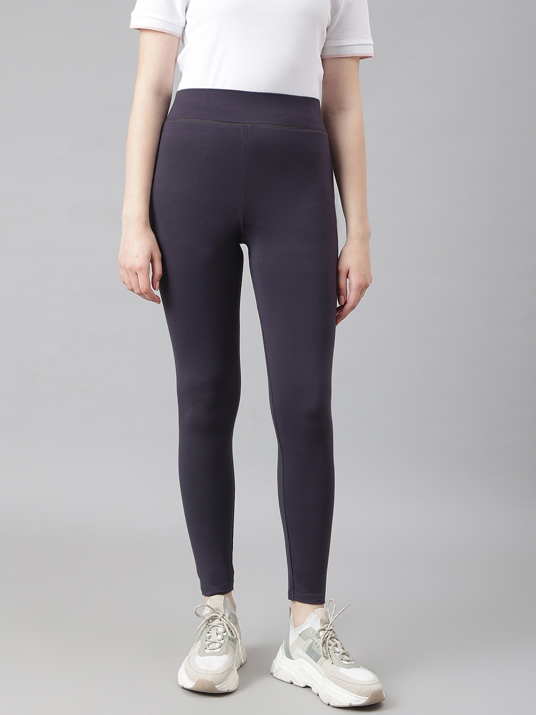 

Marks & Spencer Women Charcoal Grey Solid High-Rise Leggings