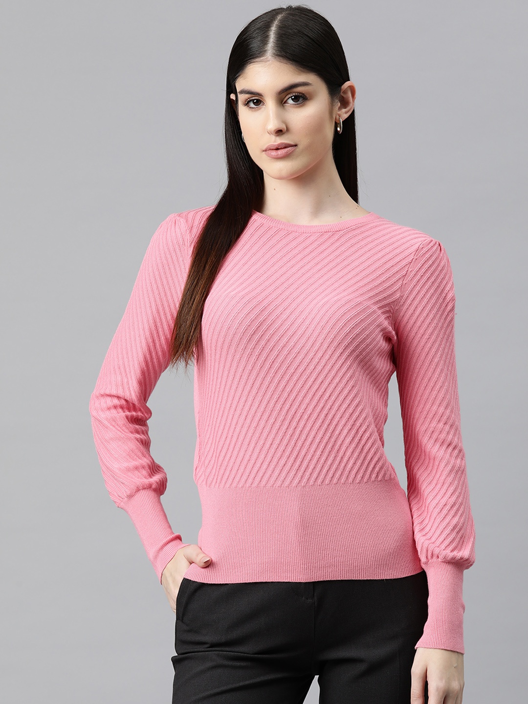 

Marks & Spencer Self-Striped Pullover, Pink
