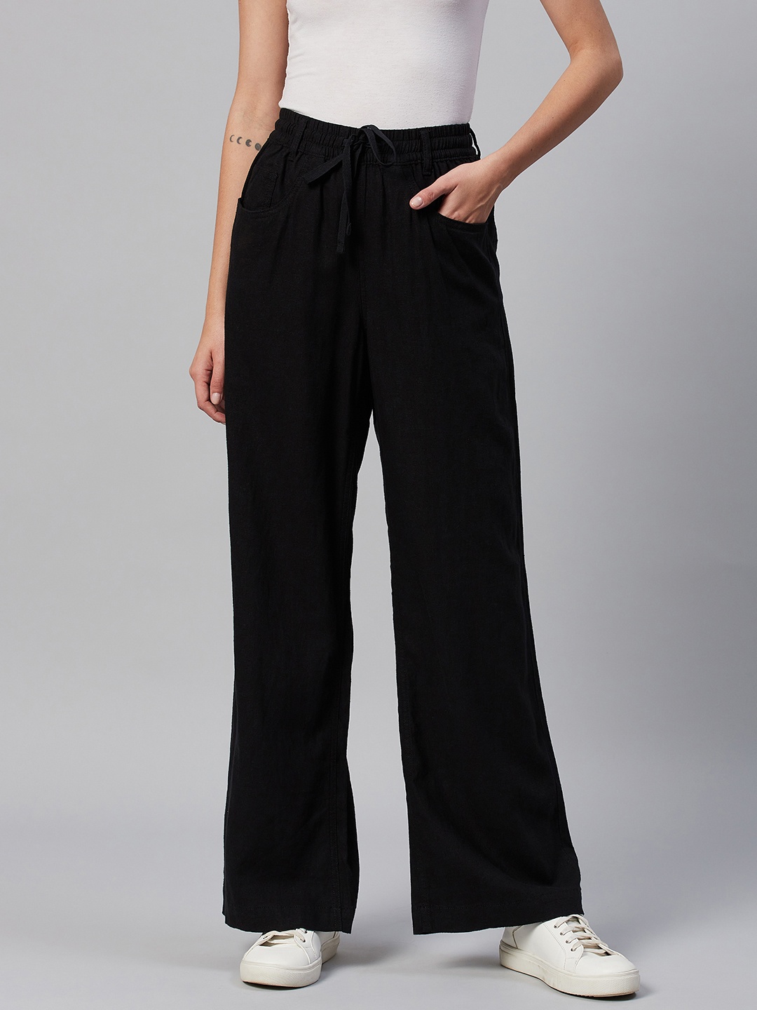 

Marks & Spencer Women Wide Trousers, Black