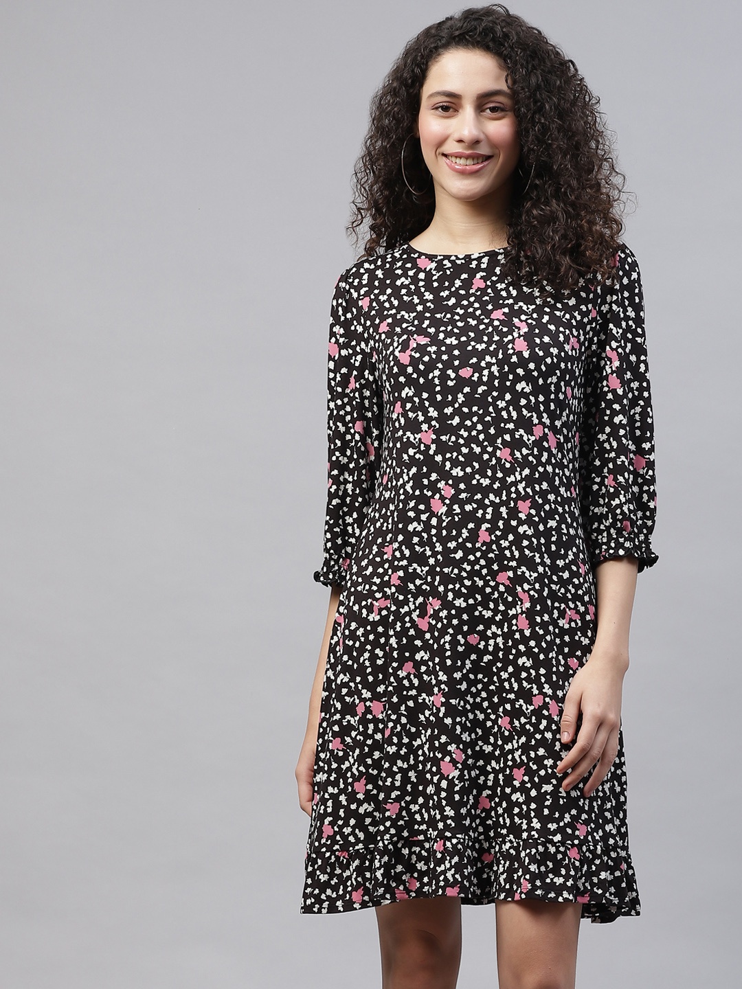 

Marks & Spencer Black & White Printed A-Line Dress