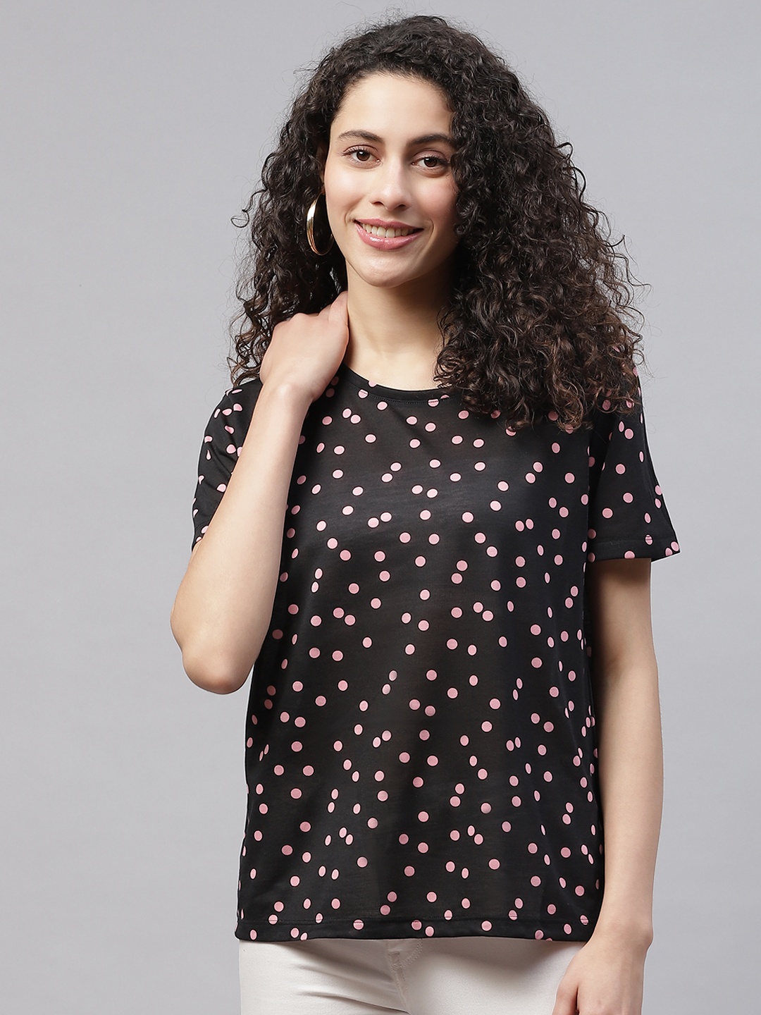 

Marks & Spencer Women Black & Pink Printed T-shirt