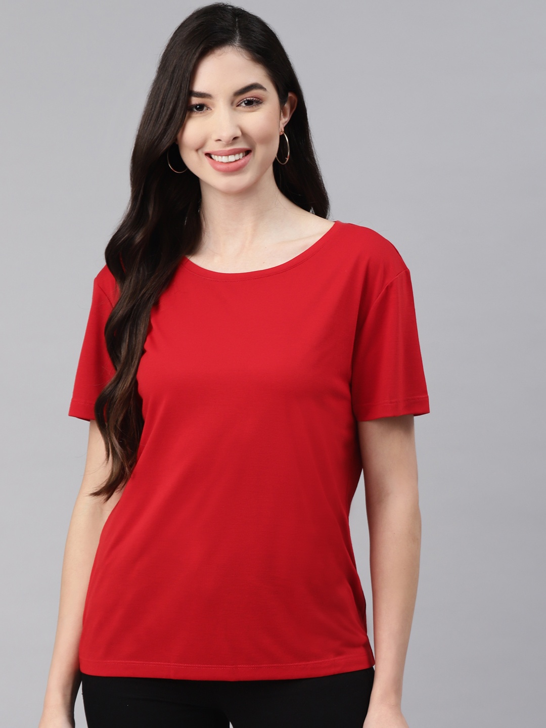 

Marks & Spencer Women Red Solid Relaxed Fit T-shirt